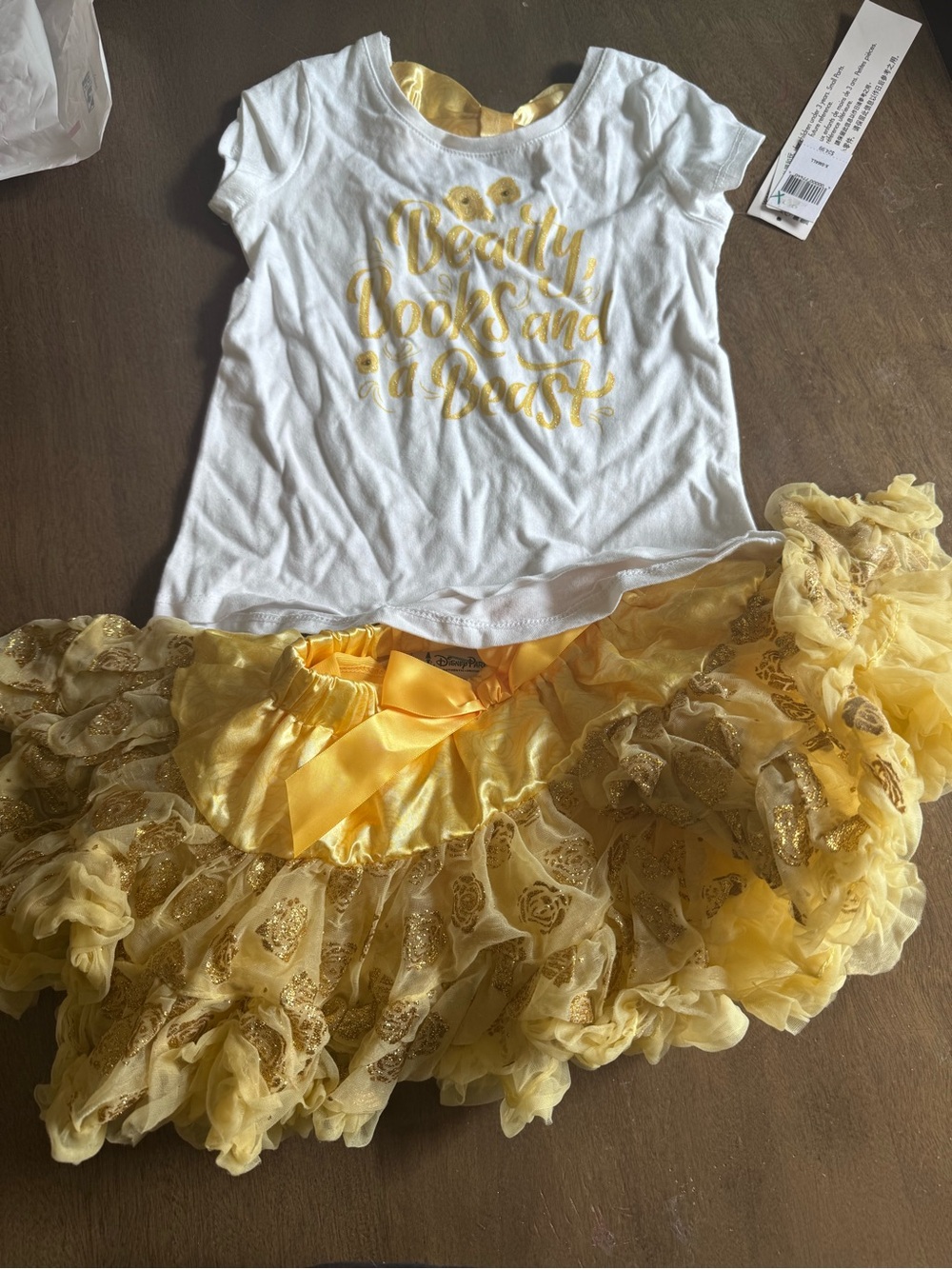 Disney Parks Belle Girls Outfit - Size Xsmall- NWT - Beauty And The Beast Tutu
